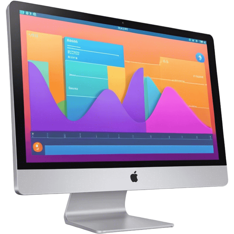 Create an emoji for animation and motion design. Show a computer monitor displaying the animation creation process, with a timeline, keyframes, and motion effects. Use modern, vibrant colors. No emojis or smiley faces. Transparent background. emoji