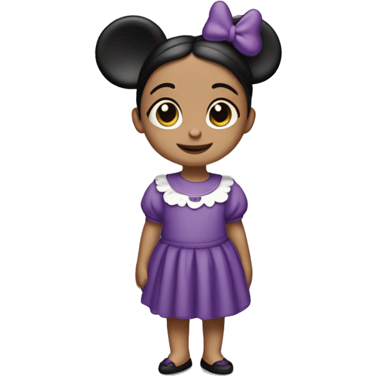 Niña pelinegra camisa de minne mouse morada  emoji