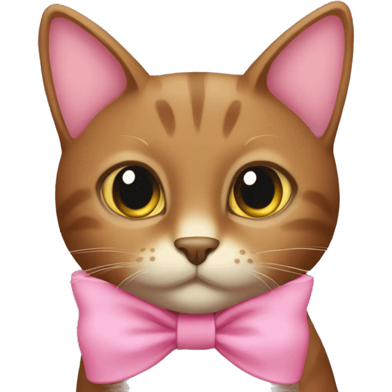 Brown cat with pink bow emoji