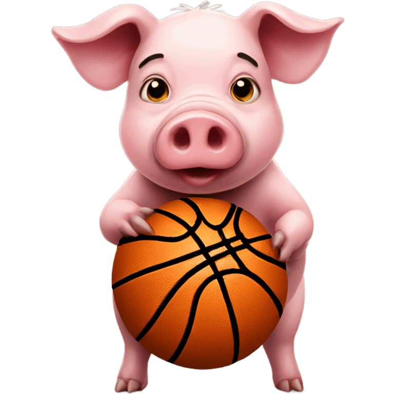 Pig with basketball emoji