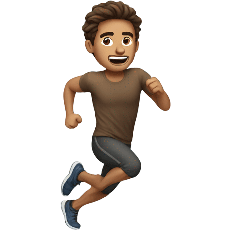 Brown hair guy running emoji