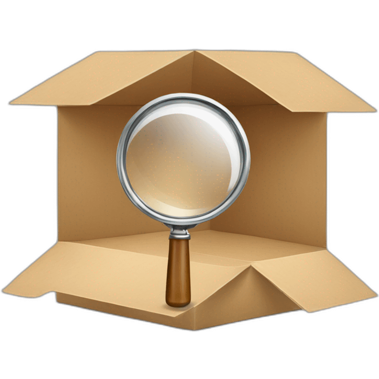 a magnifying glass inside an empty box emoji