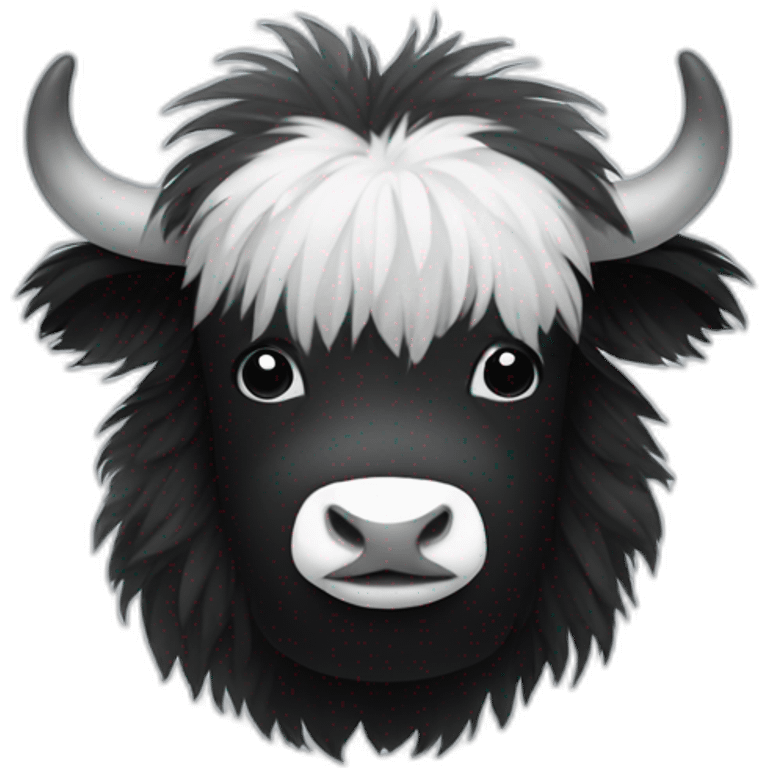 fluffy black and white cute yak emoji