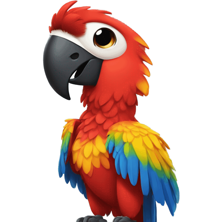 A scarlet macaw putting on sunglasses with an explosion behind them  emoji