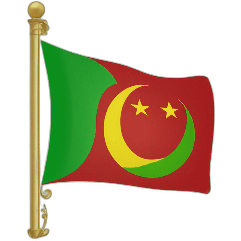 Ottoman Empire Flag, green oval in the middle,three yellow crescent, red flag. emoji