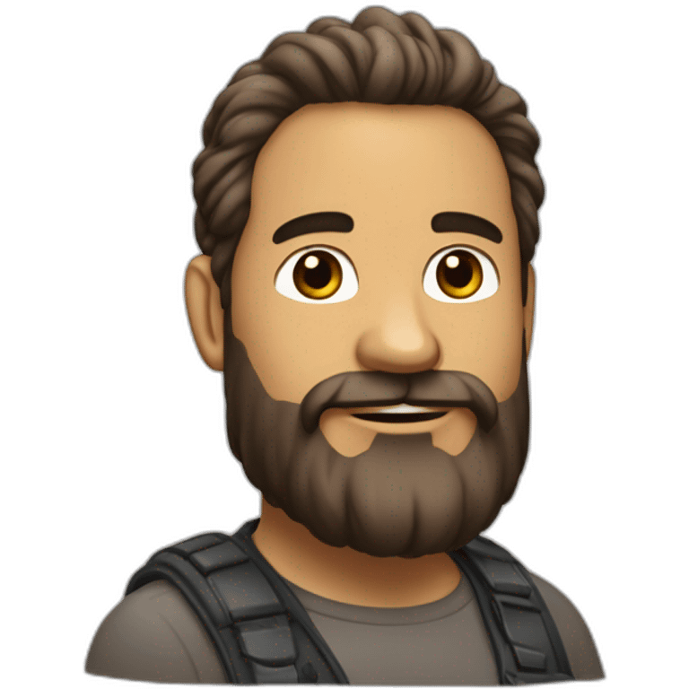 tête d'un homme brun avec la barbe et cheveux crépu à droite emoji