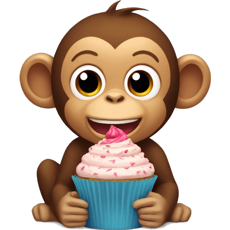 Monkey eating giant cupcake emoji