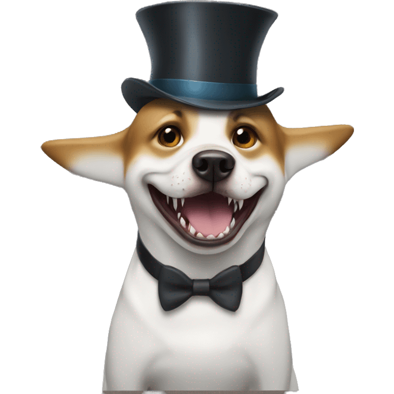 Shark with a top hat on dog emoji