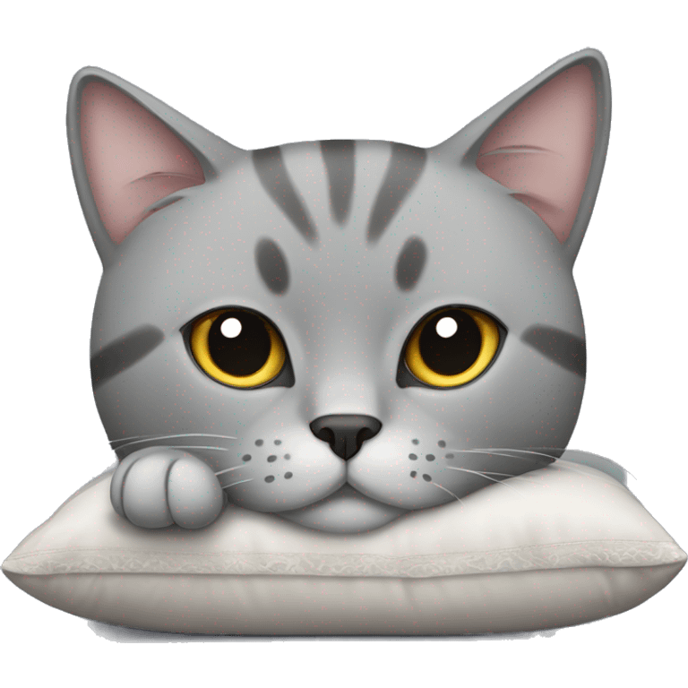 Scottish grey cat laying on the pillow emoji