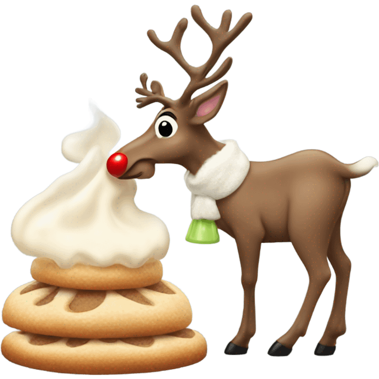 The gayest reindeer in drag sniffing baking soda emoji