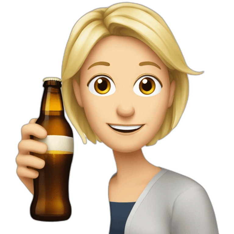 Marin lepen avec une bière emoji