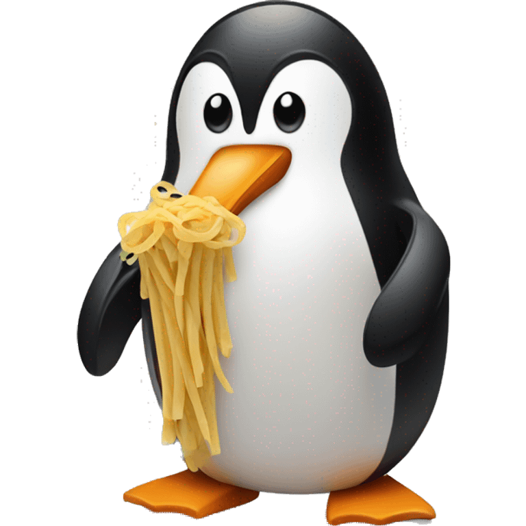 Penguin with pasta emoji