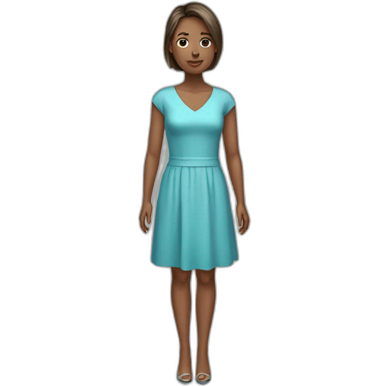 realistic woman with with a small dress emoji