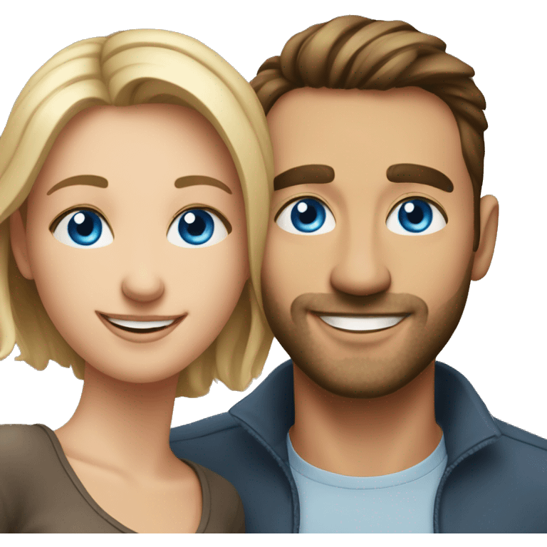 smiling couple indoors portrait blue eyes on man  emoji