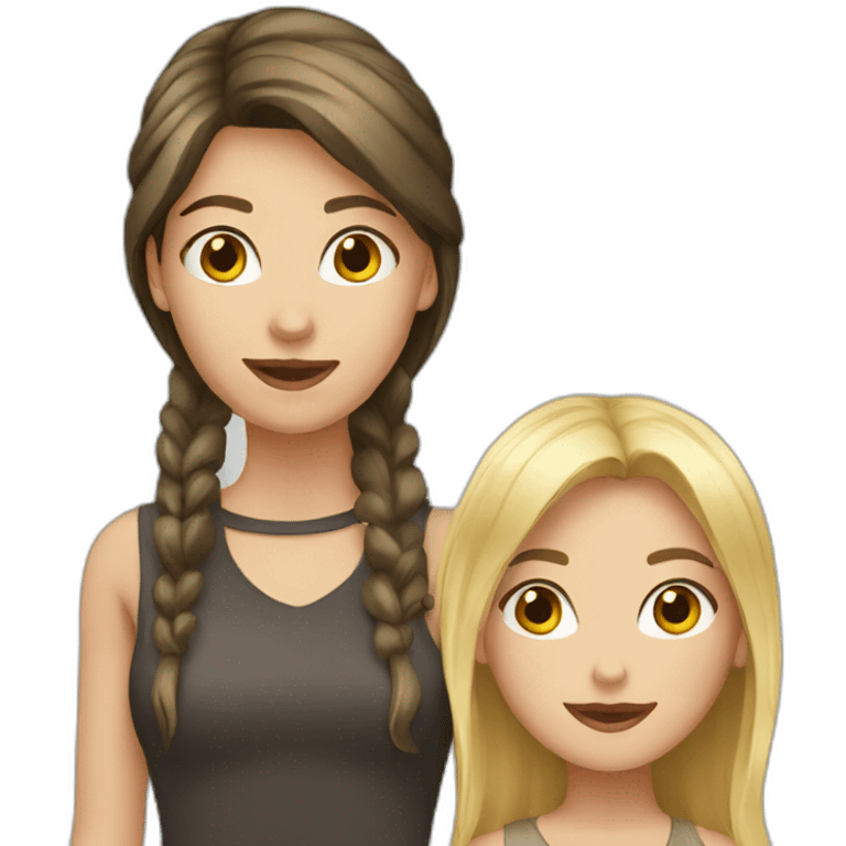 blond girl and brunette girl emoji