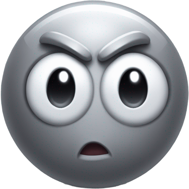 Metal cute mad Kirby Gray ball driving on car wheels with mad eyebrows game emoji