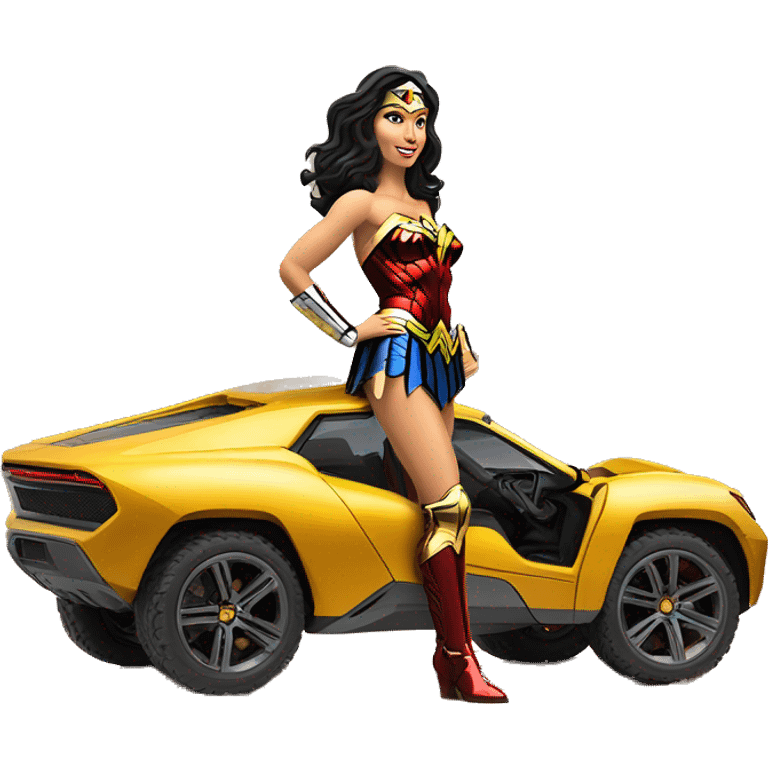 Side view Wonder woman’s feminine appearance offroad capable long-travel suspension 4x4 hypercar  emoji