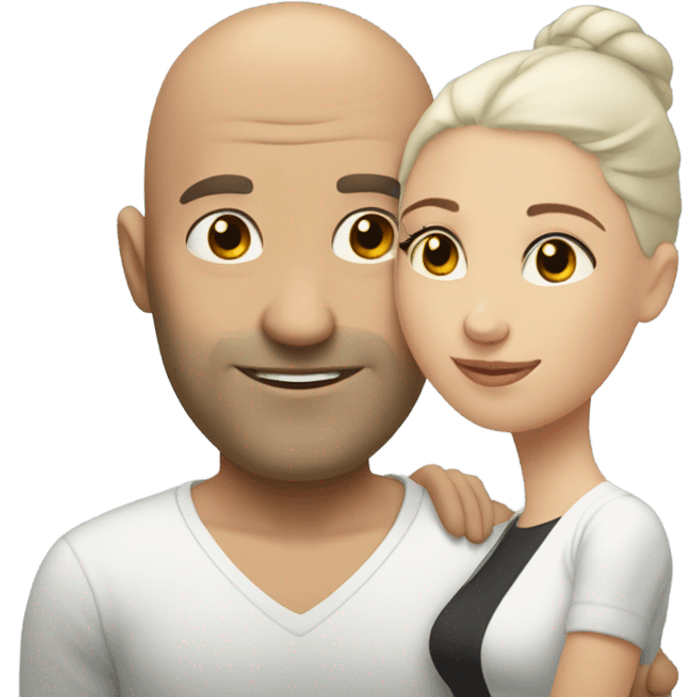 bald man and brunette woman lovers emoji