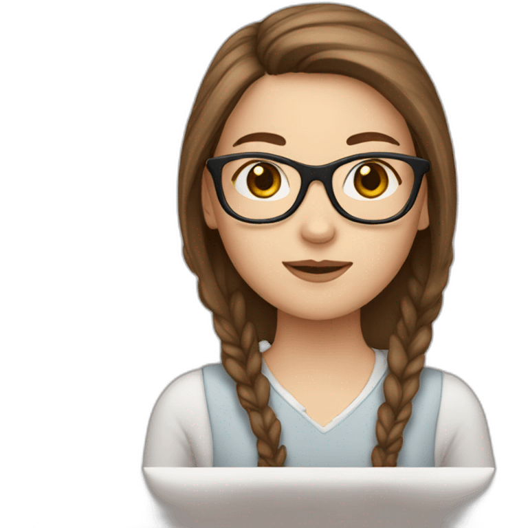 white girl with glasses and brown hair emoji