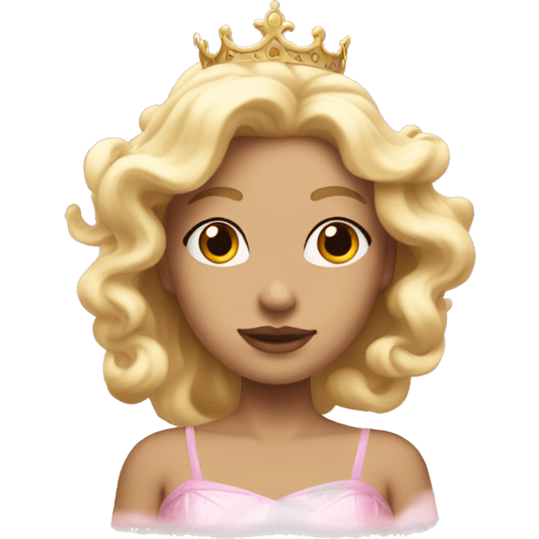 A white princess with blonde hair on a floating pink cloud emoji