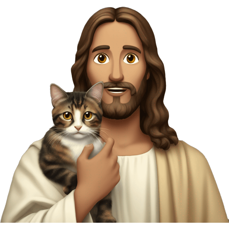 jesus christ holding tortoiseshell cat emoji