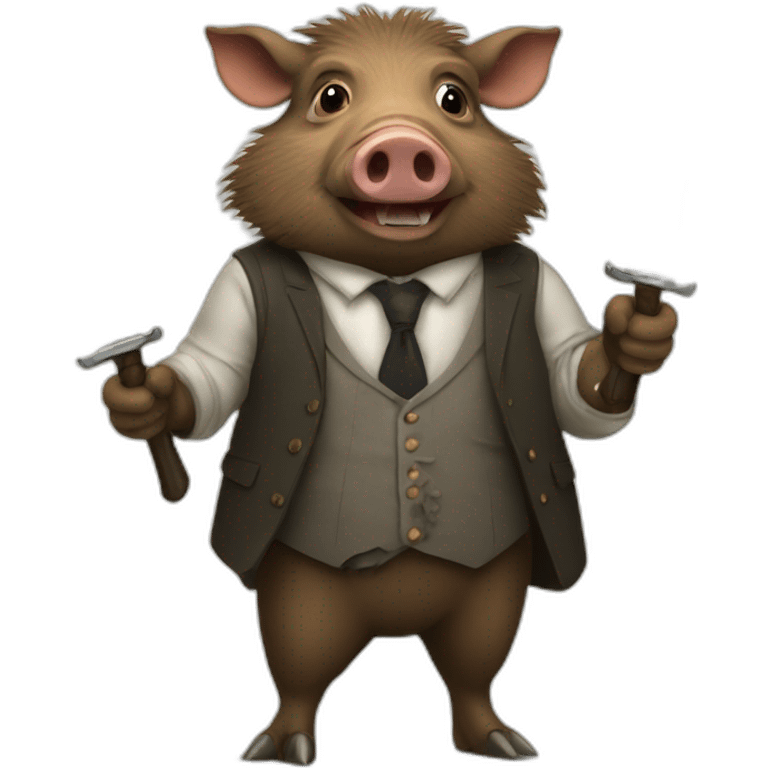 well dressed boar with knives emoji