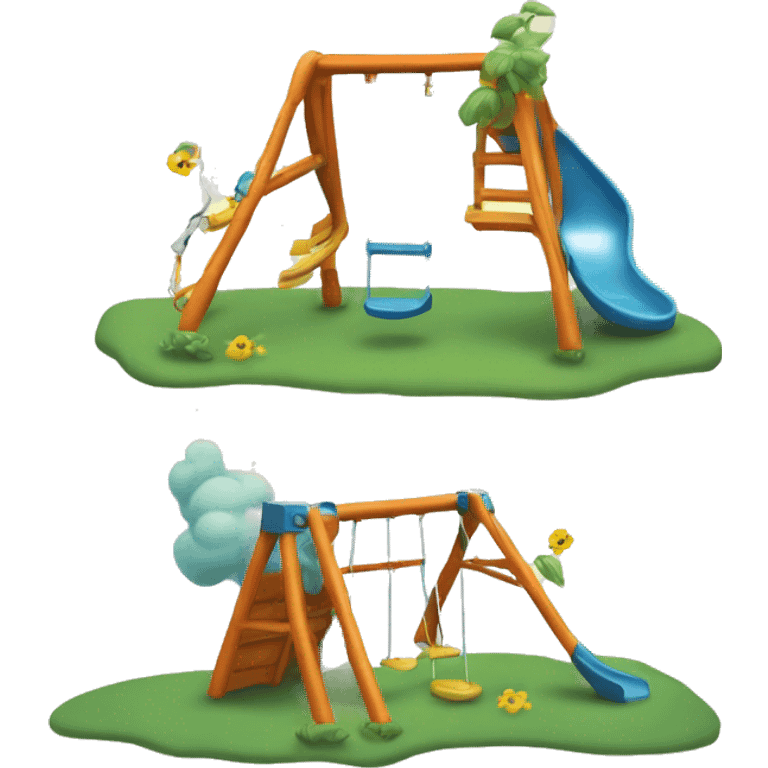 Swing set with swirly slide emoji