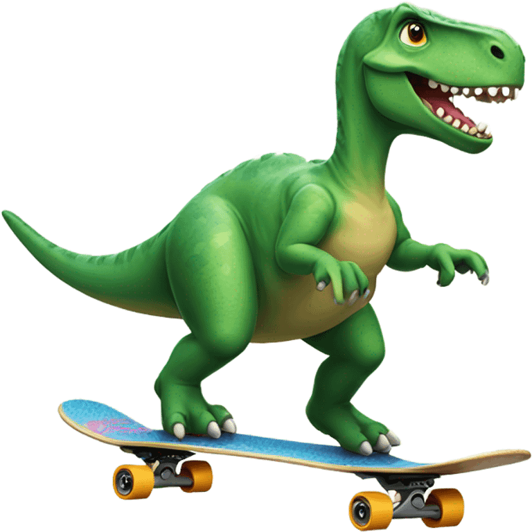 Dinosaur on a skateboard emoji