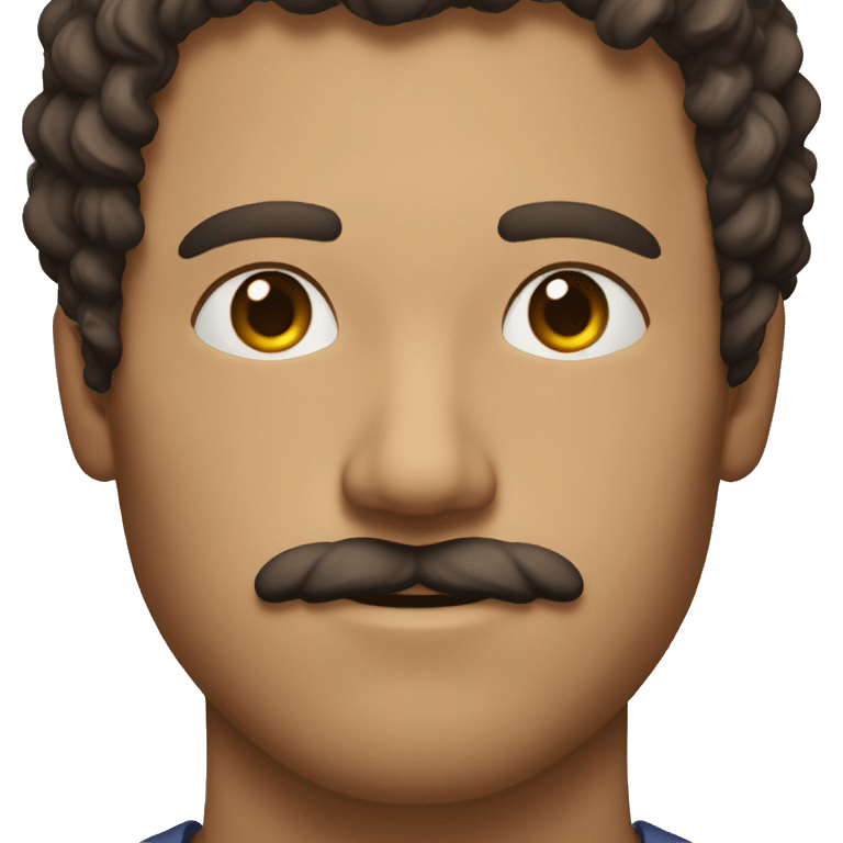 a picture of half of the body of a man strong with curly brown hair with mustache and no beard and big shoulders and chest emoji