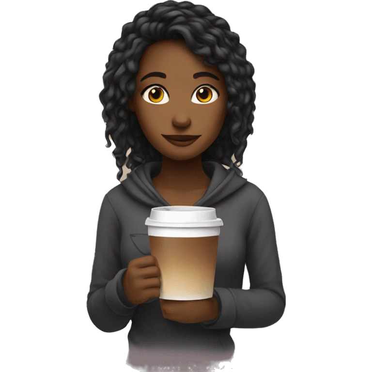 A girl chill with a coffee emoji