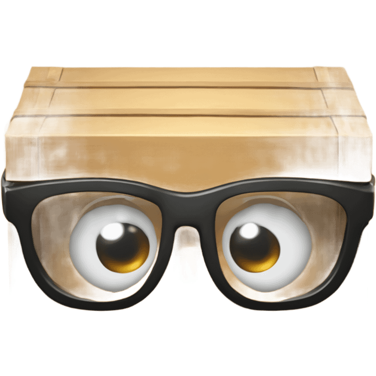 caja inteligente con lentes arriba de un corazon gigante emoji