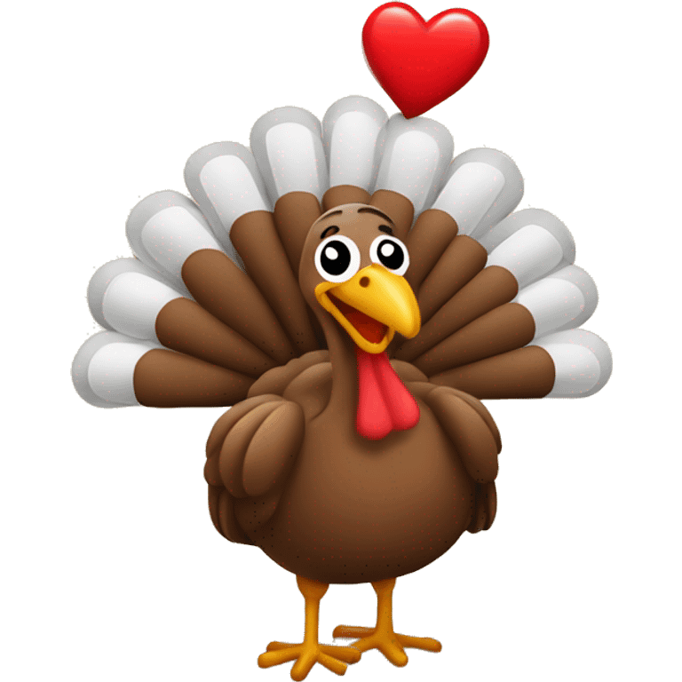 Turkey with a heart and happy Thanksgiving  emoji