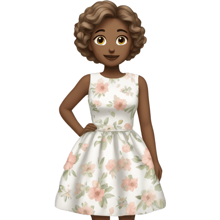 A beautiful white floral dress with pastel colors emoji