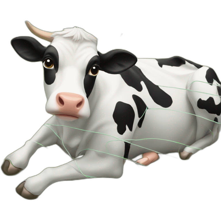 cow lying on the net emoji