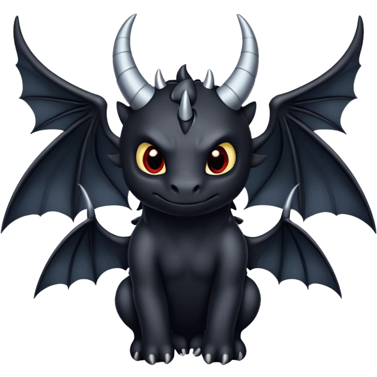 Night Fury with horns on its head and hooks on the edge of the wings emoji