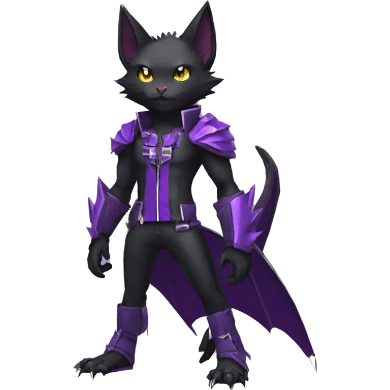 cool edgy black punk Purple nargacuga-bat-cat-Fakemon collar full body emoji