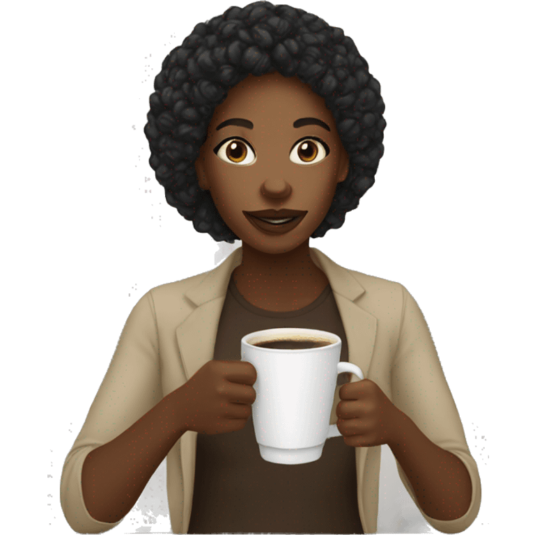 black girl with a coffee  emoji