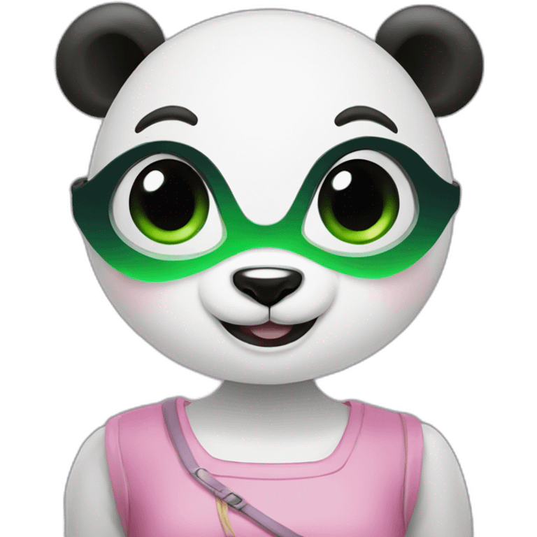 Green-eyed panda girl with brackfast emoji