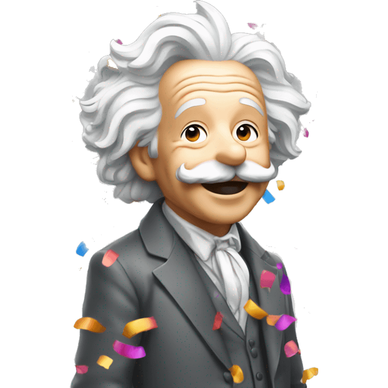 happy albert einstein shooting colorful confetti popper emoji