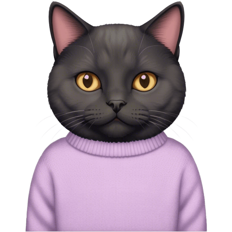 Black British cat with pastel sweater emoji