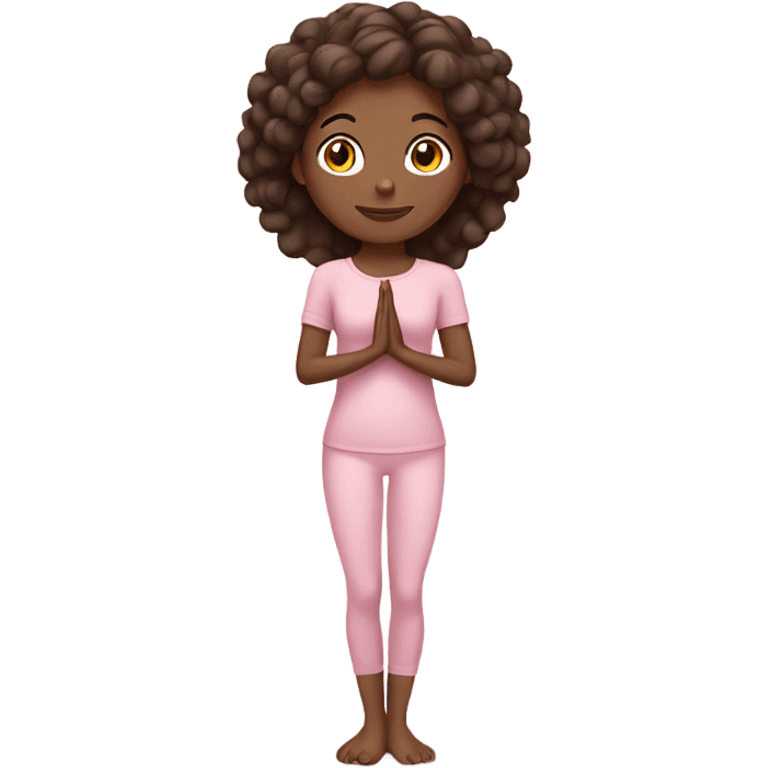 Brunette yoga girl light pink clothes  emoji