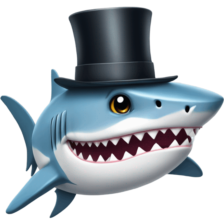 Shark with a top hat emoji