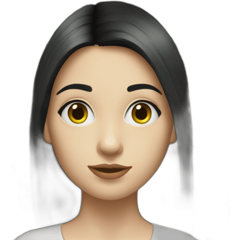 hyperrealist caucasian girl black straight hair money emoji