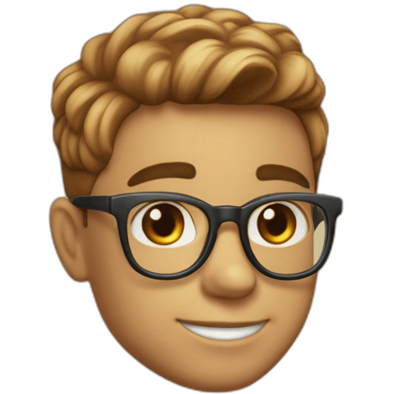 Garçon couleur caramel cheveux court degradé avec lunette emoji