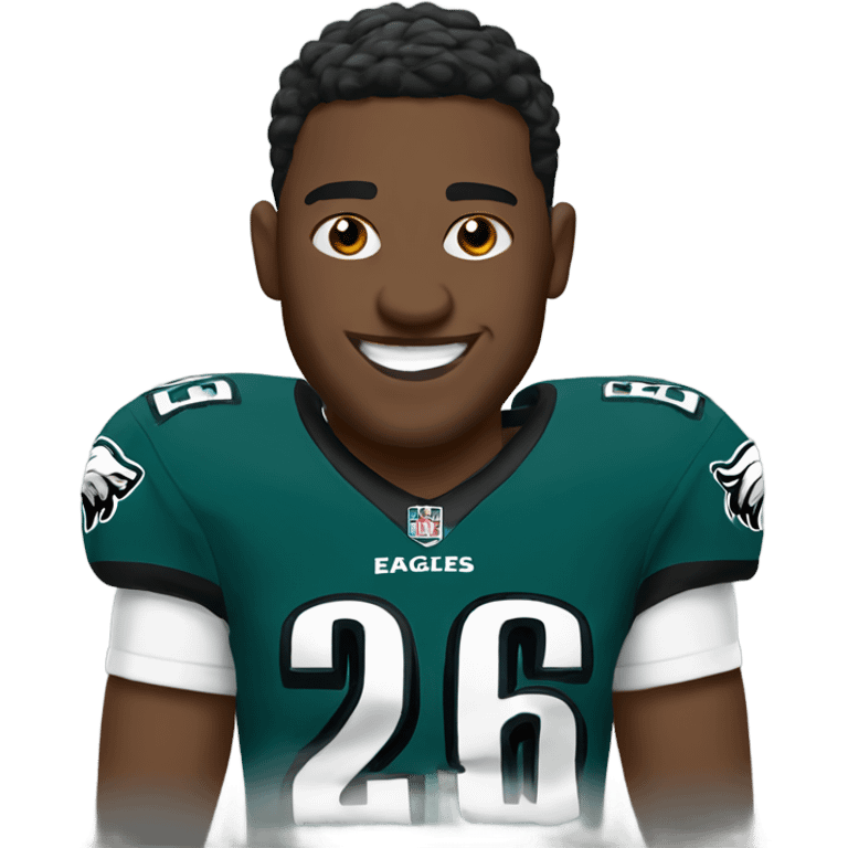 Eagles player wearing 26 smiling emoji