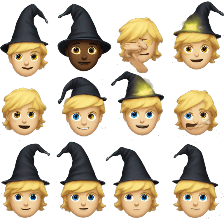 blond boy with magic hat  wizard  emoji