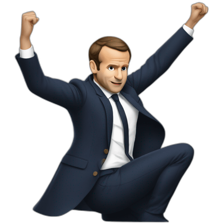 Macron en train de faire dab emoji