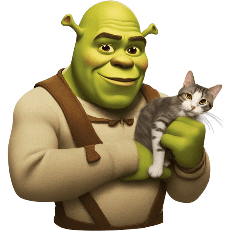 Shrek with cigar and a cat emoji