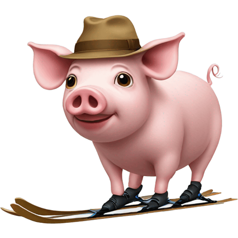 Pig wearing a hat skiing emoji