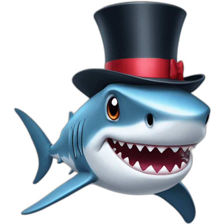 Shark with a top hat emoji